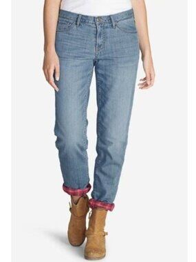 Eddie Bauer Womens Flannel Lined Relaxed Boyfriend Mid Rise Jeans 34